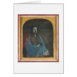 Man with blue cloak and revolver (40455) greeting cards