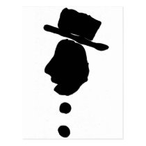 man with hat silouette black and white postcards