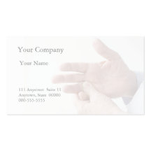 man with sore finger business card