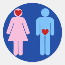 Man Woman Love Humour Tshirt Round Sticker