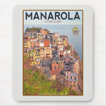 Manarola Vineyard Harbour - on white Mouse Pads