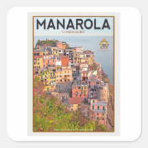 Manarola Vineyard Harbour - on white Square Sticker