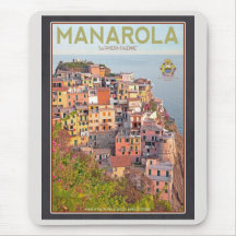 Manarola Vineyard Sunset - On Black Mousepad