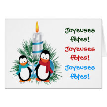 Manchots de Noël et cartes de bougie