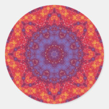 Mandala d'aquarelle de coucher du soleil de batik autocollant