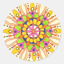 Mandala Original Drawing Round Sticker