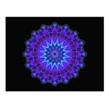 Mandala star in blue | black post card