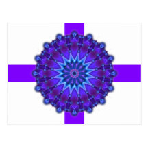 Mandala star in blue | violet stripes post card