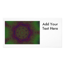 Mandala vert, rouge et bleu de kaléidoscope cartes avec photo