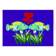 Mandarin fish kissing blank card