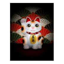 Maneki en céramique blanc Neko Cartes Postales