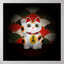 Maneki en céramique blanc Neko Poster
