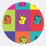 Maneki Neko Kitty Pop Art Round Stickers