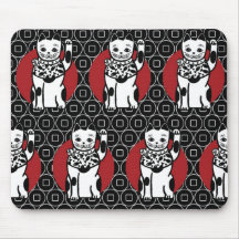 Manekineko-Lucky Cat (Black) Mousepad
