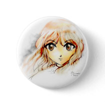 Manga Anime Girl sketch big eyes kawaii cute Pinback Button