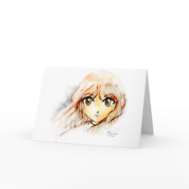 Manga Anime Girl sketch big eyes kawaii cute Cards