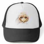 Manga Anime Girl sketch big eyes kawaii cute Mesh Hats