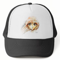Manga Anime Girl sketch big eyes kawaii cute Mesh Hats