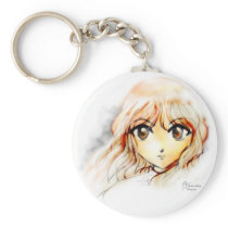 Manga Anime Girl sketch big eyes kawaii cute Key Chain