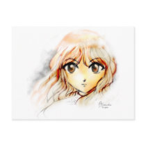 Manga Anime Girl sketch big eyes kawaii cute Post Card