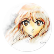 Manga Anime Girl sketch big eyes kawaii cute Sticker