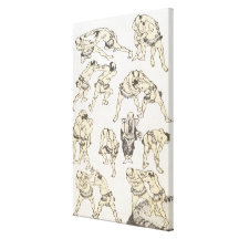 Manga: studies of gestures and postures of wrestle canvas prints