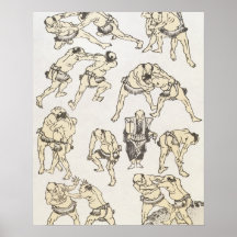 Manga: studies of gestures and postures of wrestle poster