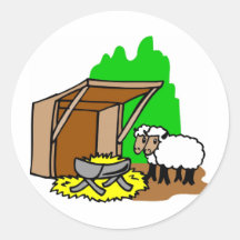 Manger Christian artwork_5 Round Sticker