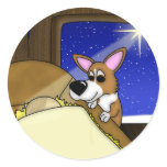 Manger Pembroke Welsh Corgi Round Sticker