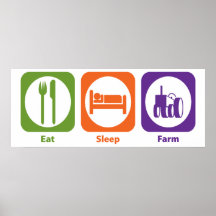 Mangez la ferme de sommeil affiche