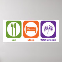 Mangez le motocross de montre de sommeil affiche
