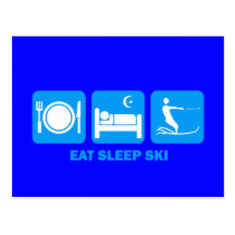 mangez le ski d'eau de sommeil cartes postales