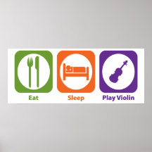 Mangez le violon de jeu de sommeil posters