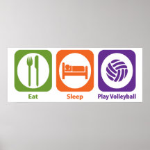 Mangez le volleyball de jeu de sommeil affiche