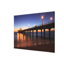 Manhattan Beach Pier at sunset, California Stretched Canvas Print