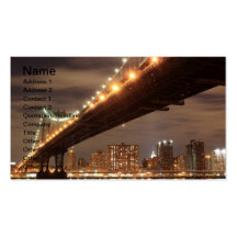 Manhattan Bridge and Skyline At Night, NYC Business Card Templates