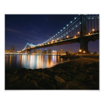 Manhattan Bridge at Night Art Photo