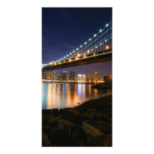 Manhattan Bridge at Night Customized Photo Card