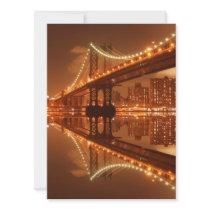 Manhattan Bridge At Night, New York City Custom Invite