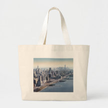 "Manhattan Memories" New York Watercolor Art Canvas Bag