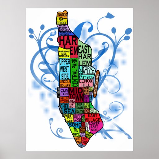 Manhattan Neighbourhoods Print