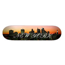 Manhattan Skyline at Twilight, New York picture... Skateboards