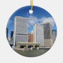 Manhattan viewed from the water. christmas ornament