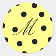 Manilla Black Polk Dot Letter M Round Stickers