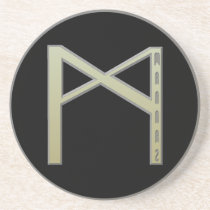 Mannaz Rune gold coasters