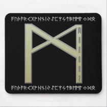 Mannaz Rune gold mousepads
