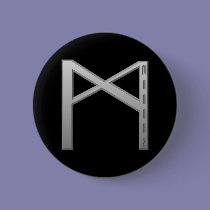 Mannaz Rune grey buttons