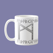Mannaz Rune grey mugs