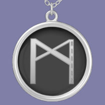 Mannaz Rune grey necklaces