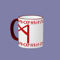Mannaz Rune red mugs